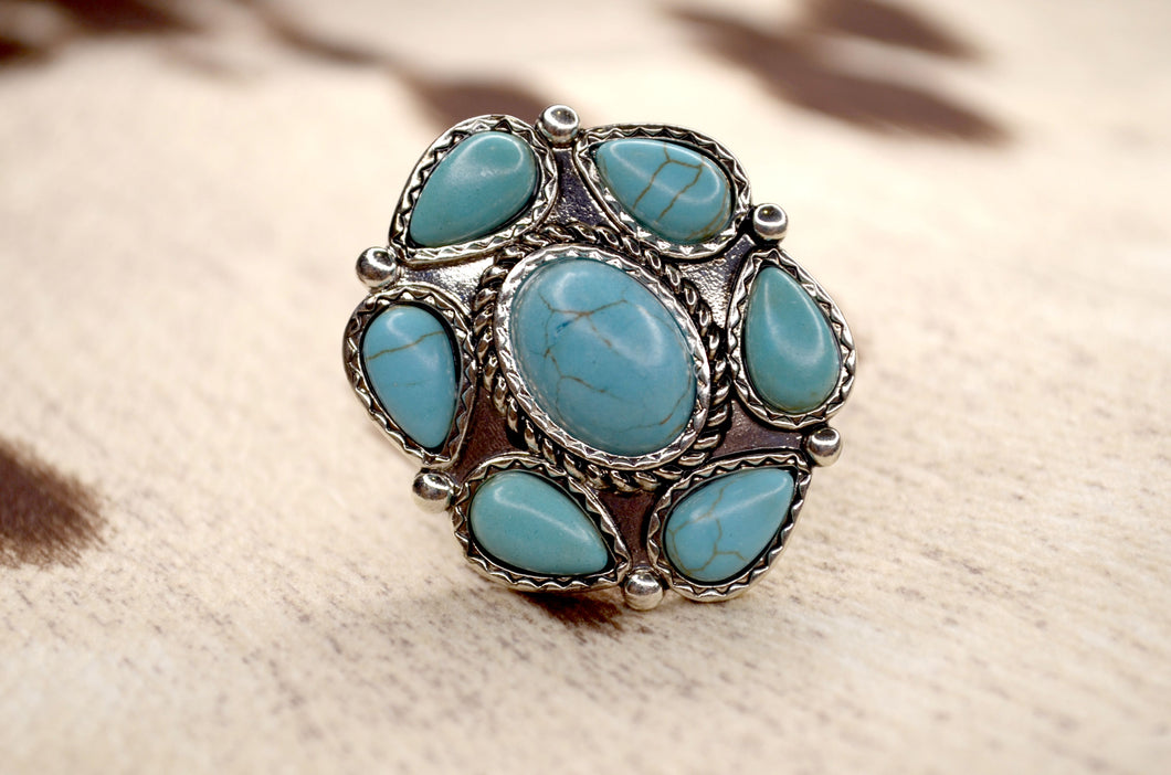 Turquoise Cluster Stretch Ring